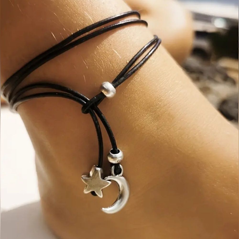 Boho moon anklet #1256